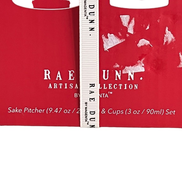 Rae Dunn SAKE SIP SIP Set 1 Pitcher 2 Small Sip Cups White Ceramic Red Box - Picture 5 of 8